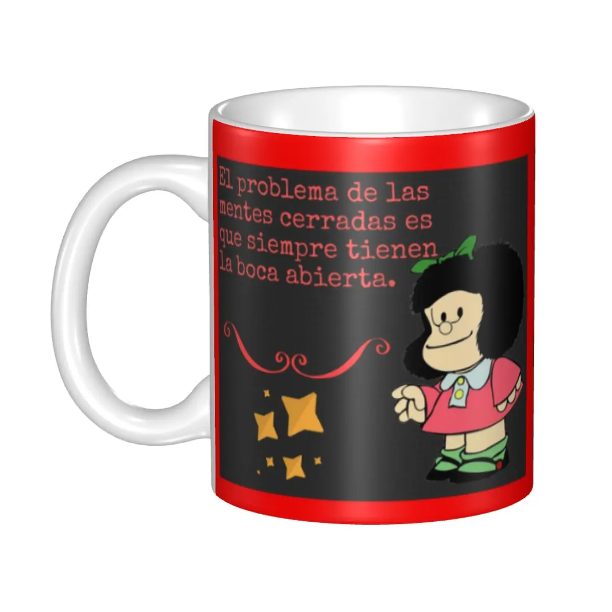 Mafalda With Notebook Coffee Mugs DIY Custom Quino Comic Cartoon Ceramic Mug Cup Creative Gift