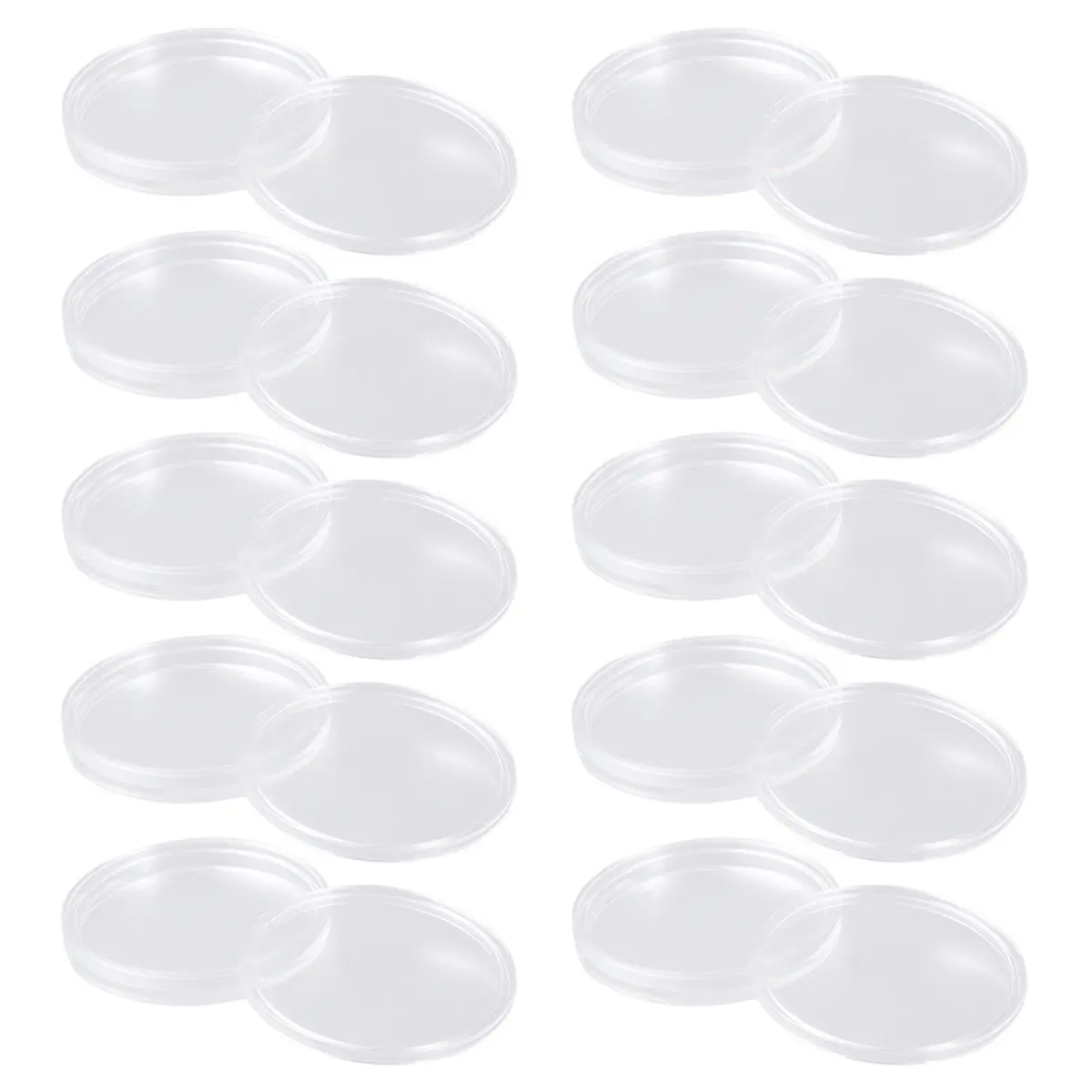 10Pcs Coin Collection Box Clear Round Plastic Case Lightweight Secure for Coins Protection from Dirt Damage Coin Box