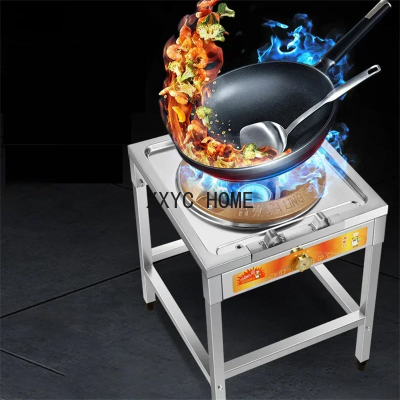 Commercial Hotel Restaurant Fierce Fire Stoves Stainless Steel High Pressure Liquefied Gas Cooktop Kitchen Stir-fry Gas Cooker