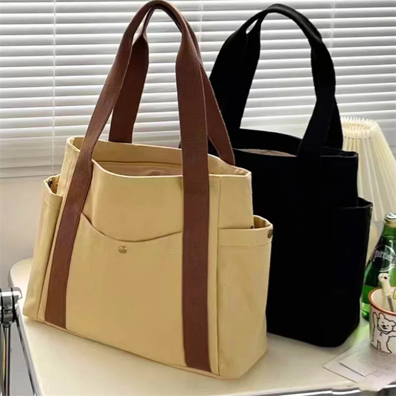 Large Capacity Canvas Tote Bags for Work Commuting Carrying Bag College Style Student Outfit Book Shoulder Bag