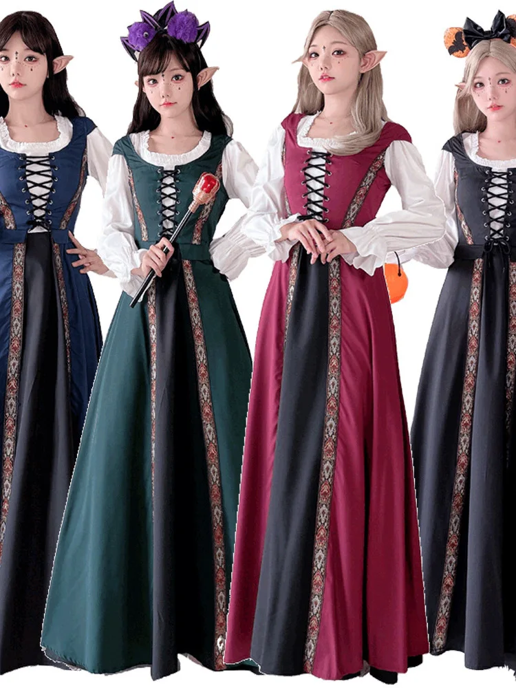 

Хэллоуин Винтаж Придворная Ведьма Длинный Доктор Производительность Средневековая Художественная Модная Одежда Женский Традиционный Костюм Сценическая Одежда