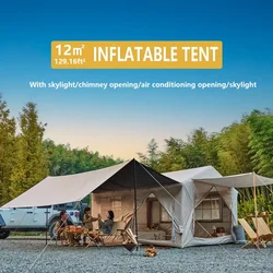 Inflatable Tent for Camping 10-12 People Large Inflatable Tent, Easy Setup 136 sqfts Glamping Tent,4 Season Tents for Camping