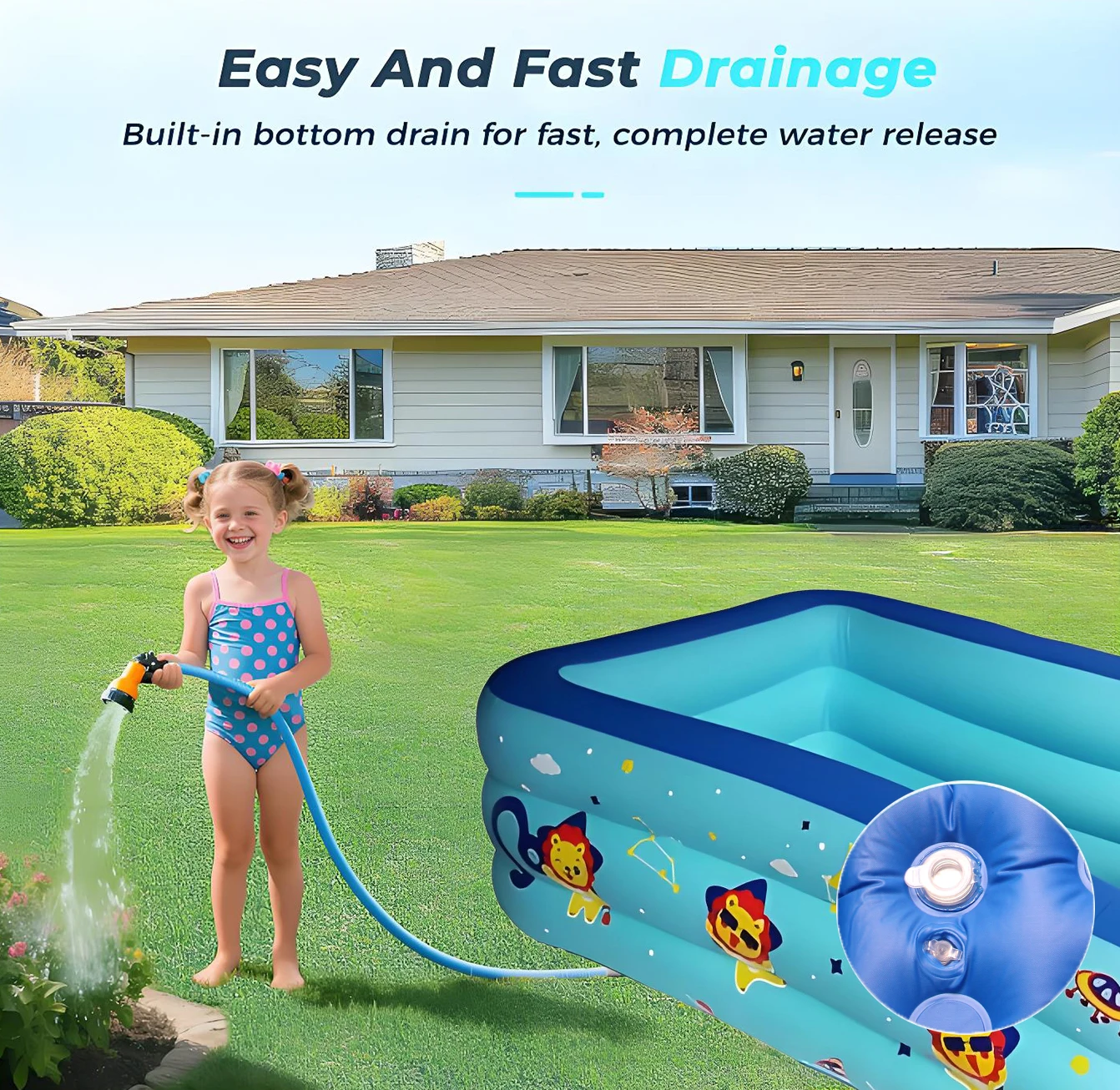 Summer Inflatable Ball Pit Pool for Kids, Toddlers, Blow Up PVC Swimming Pool for Indoor Outdoor Camping Backyard