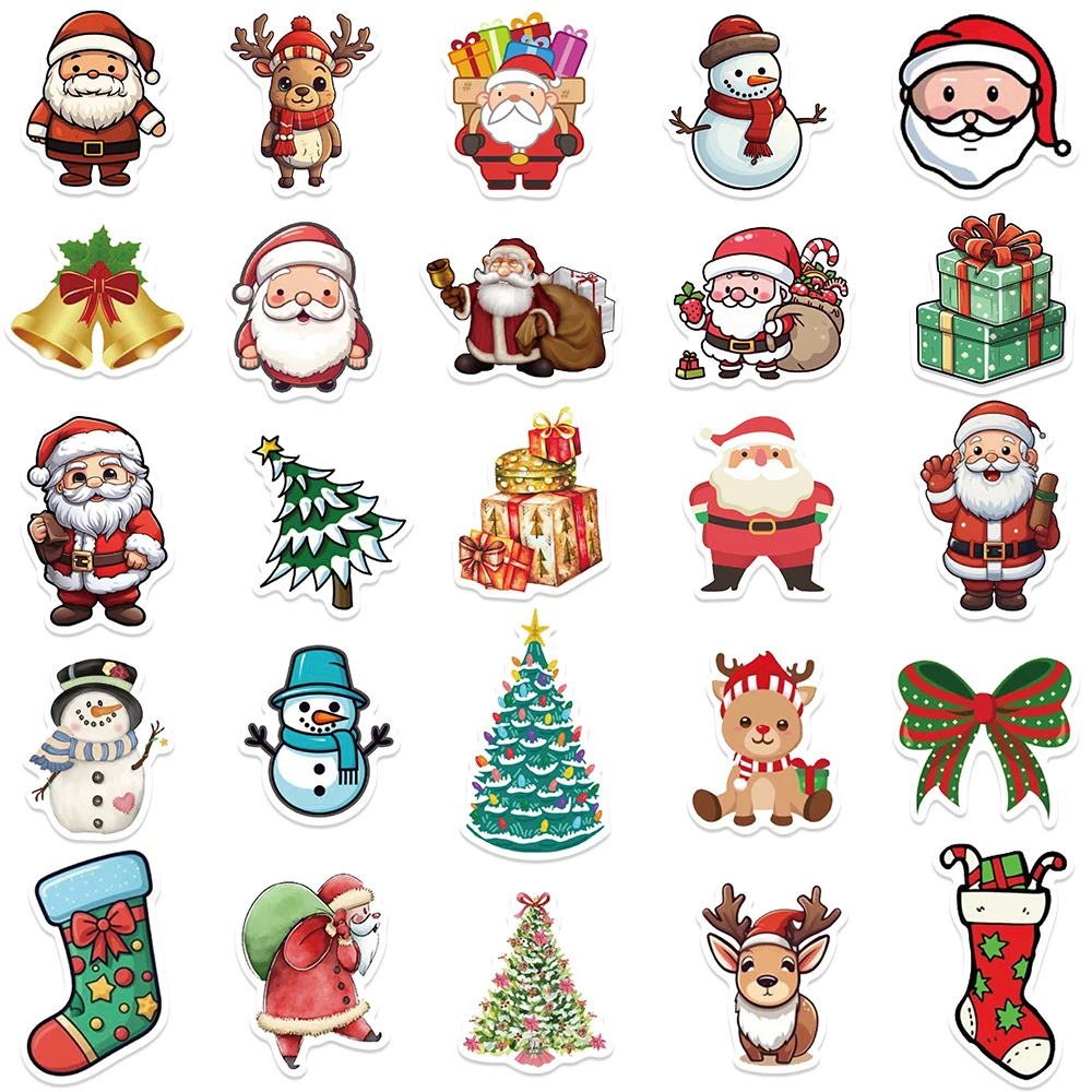 10/30/50 pçs engraçado bonito dos desenhos animados natal graffiti adesivos decoração presentes de natal caso do telefone portátil geladeira decalques adesivo
