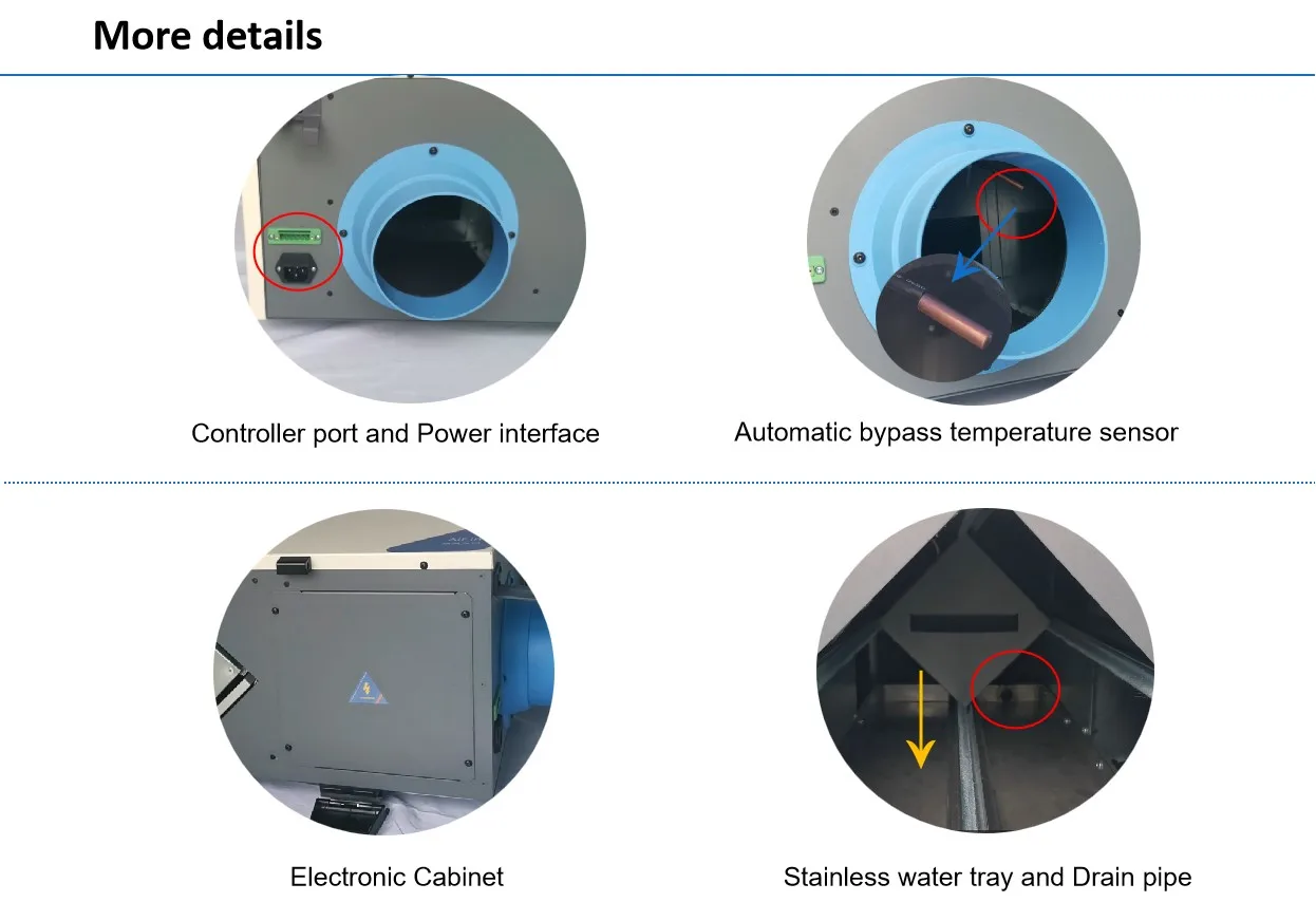 Sistem Kipas Buang Ventilasi Pemulihan Energi Erv Hrv Vrf Terpasang di Langit-langit Cerdas De Ventilasi
