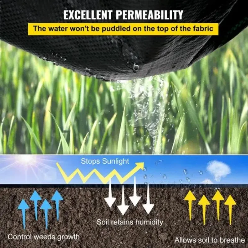 VEVOR Weed Barrier, 5.8oz Landscape Fabric, 4ft x 300ft Cover Mat Heavy Duty Woven Grass Control Geotextile for Garden, Patio, B