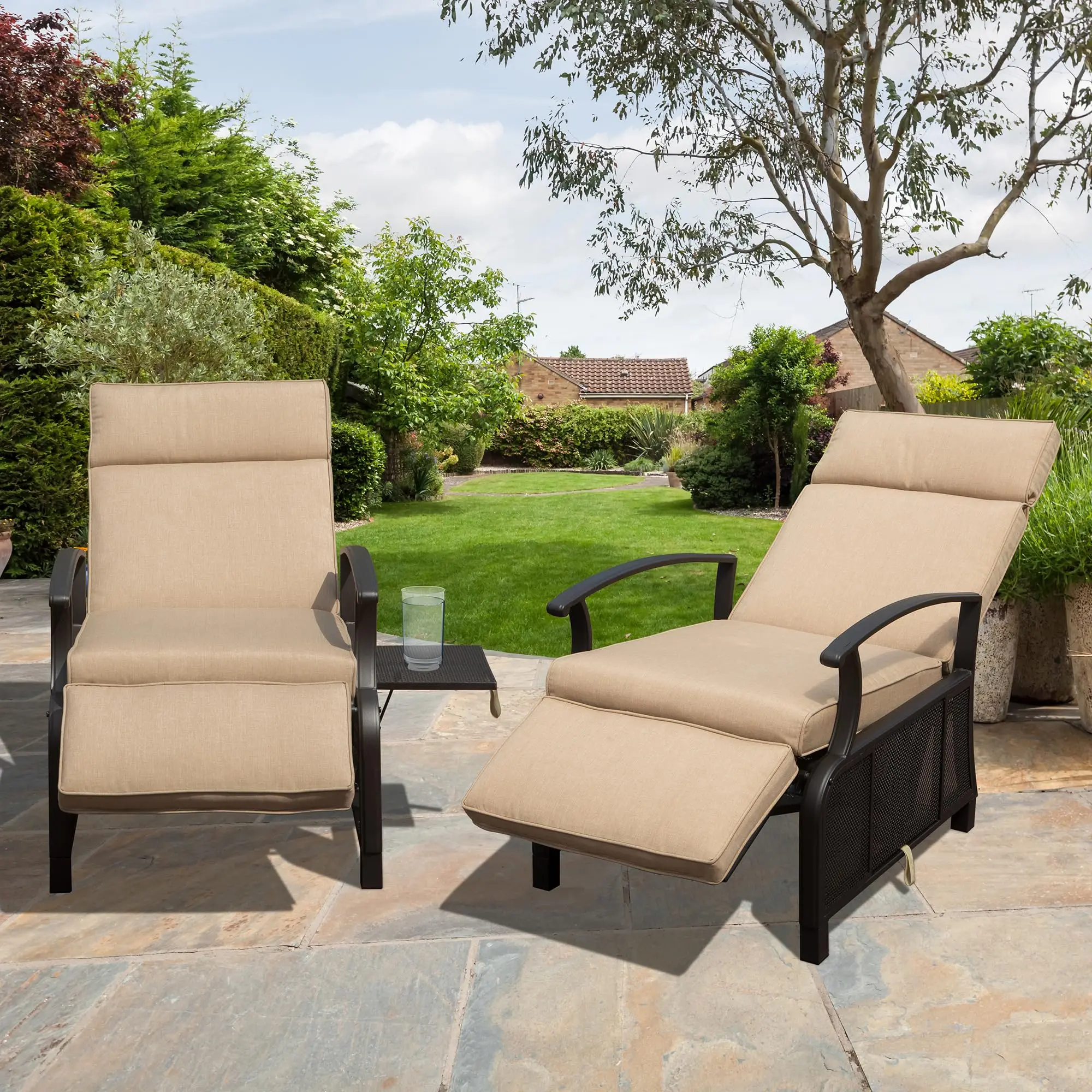 

Adjustable Modern Metal Patio Lounge Chair Stylish Fabric Furniture for Outdoor Hotels & Living Room for Sun Lounging