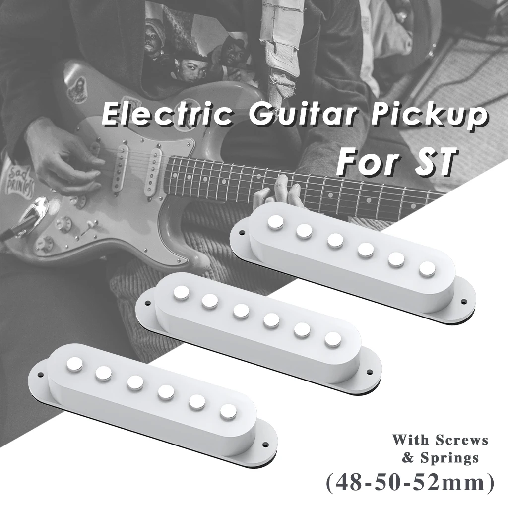 Ceramic SSS Electric Guitar Pickup N-M-B 48mm/50mm/52mm Magnet W/ Screws & Springs For FD ST  ra Parts DIY White SET