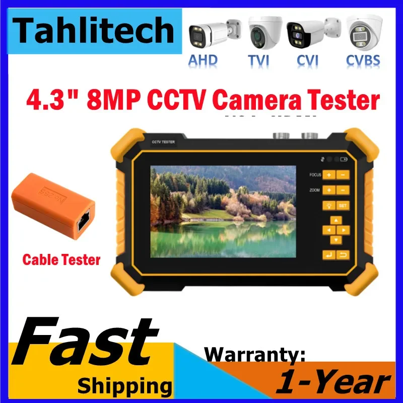 CCTV Tester 8MP AHD TVI CVI CVBS HD Coaxial CCTV monitor Camera Tester Portable DC12V powered Security Cam Tester Video tester