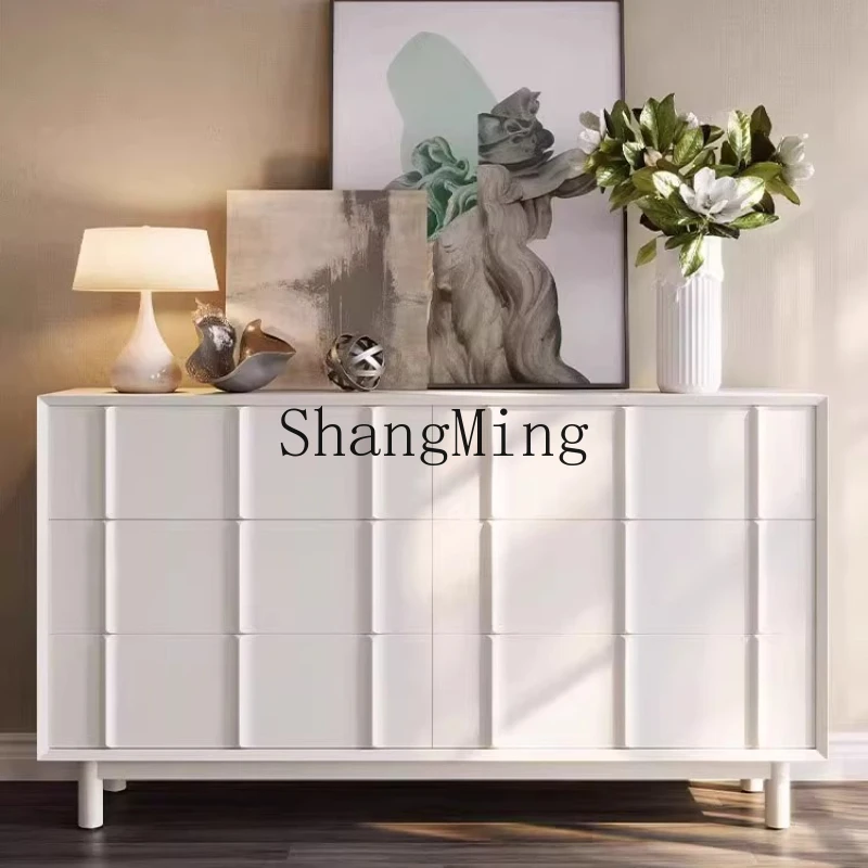 

ZYY solid wood household entry cream style locker living room modern simple chest cabinet