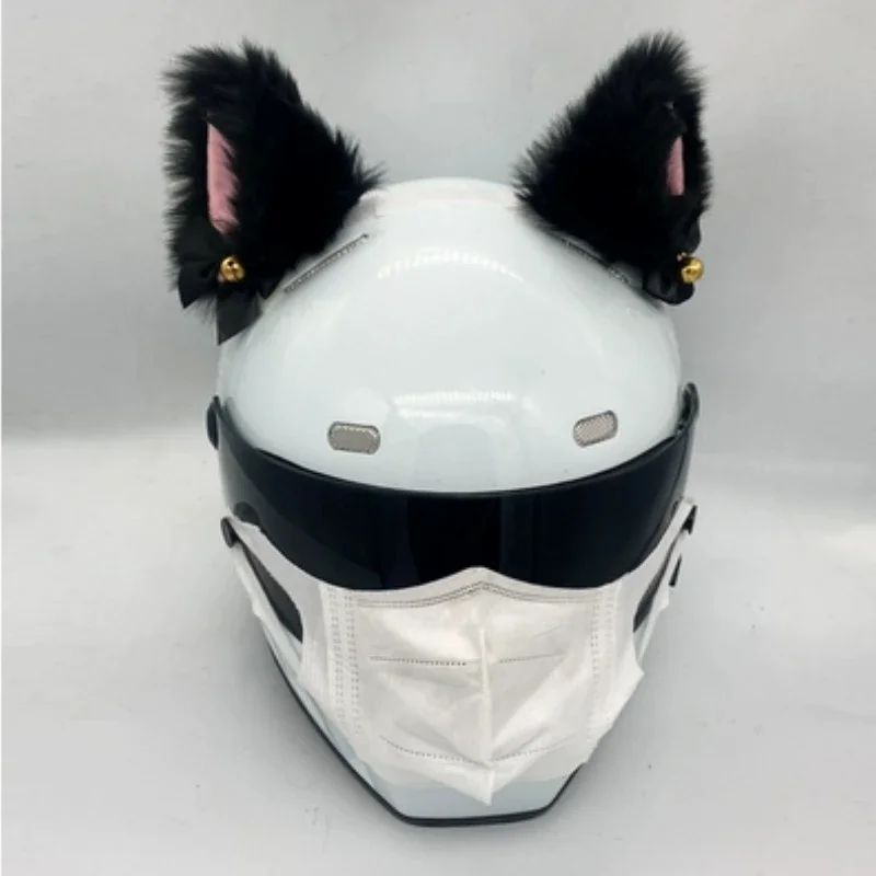 Handmade Plush Cute Helmet Headdress Cat's Ears Hairpin Fox Ears Hairpin Helmet Decoration Motociclista Accesorios