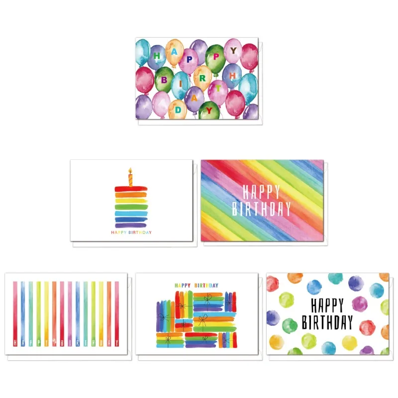 24Pcs Fun Set of Colorful Instagram Children's Birthday Cards, A Unique Blessing Gift for Family Friends Colleagues and Brothers