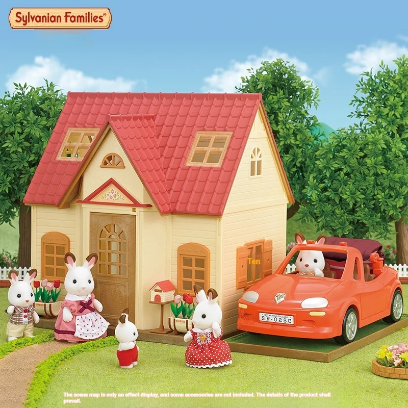 Producto Original, familia SYLVANIAN, personaje de Anime, casa de juegos de simulación, juego de coche doble convertible, juguete para niños, cumpleaños Gi