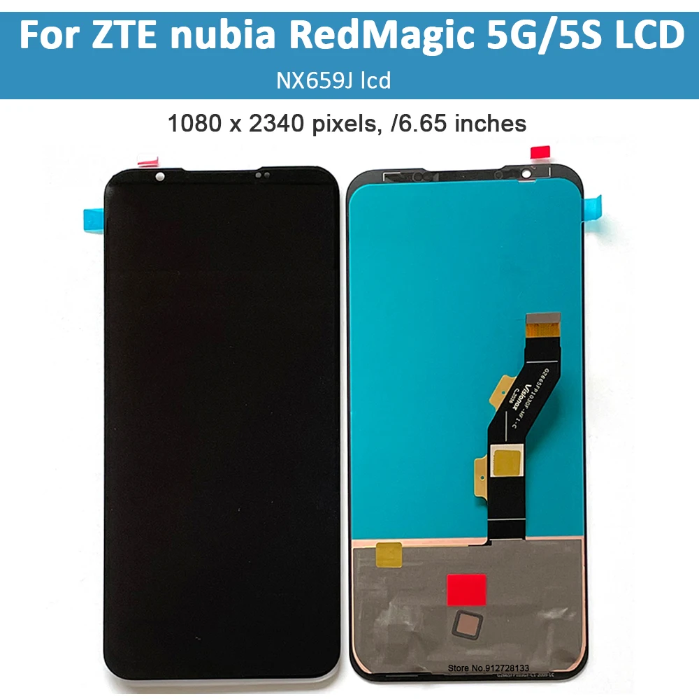 Tela LCD Touch Panel Digitador para ZTE Nubia, Display com BurShadow, Original, Magia Vermelha, 5G, NX659J, 5S, 6,5\