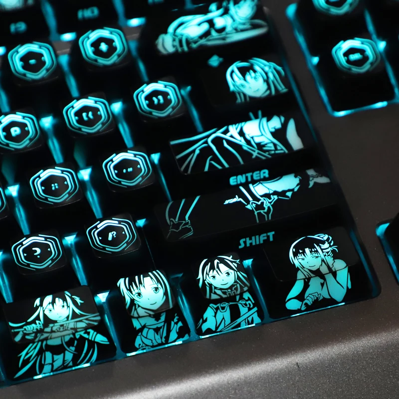 Asuna Kard Művészet Internet Anime Szokás Formatervezés keycaps számára corsair razer Vadcseresznyefa ROG Gépi Kulcskarika SWS keycap DIY beste Materiális