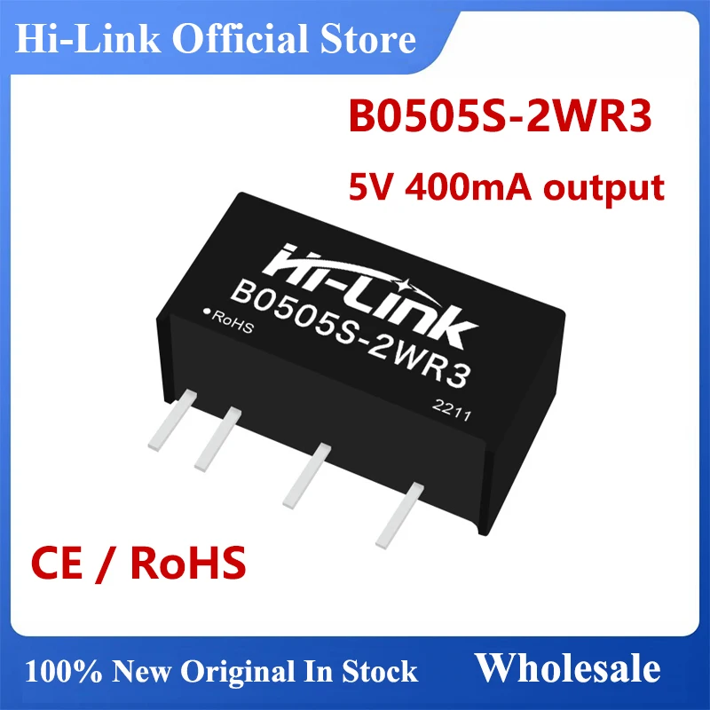 Free Shipping 10pcs/lot Small Size Hi-Link B0505S-2WR3 2W 5V 400mA DC DC Power Supply Intelligent Module Smart Home