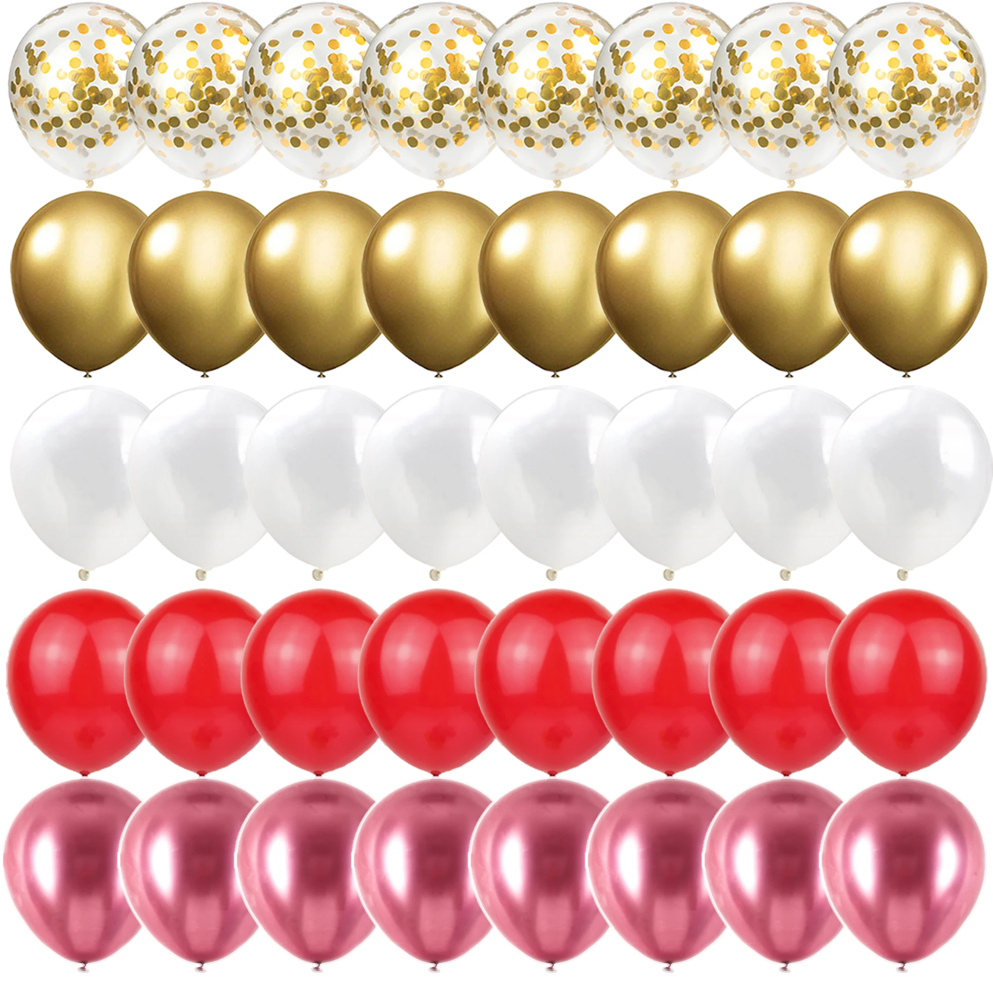 40PCS 10/12inch Gold, white, red Balloons Gender Reveal Wedding Valentine\'s Day Baby Shower Birthday Globos Party Decorations