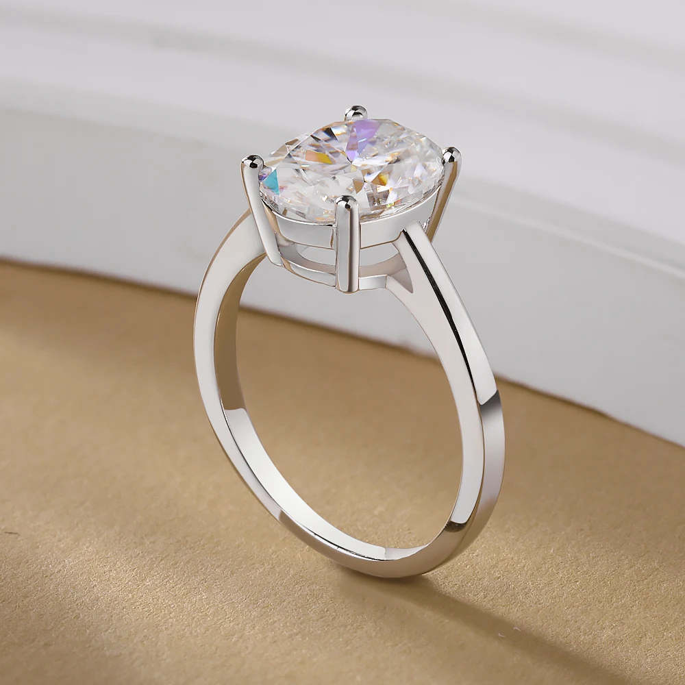 1-4CT owalne pierścionki Moissanite dla kobiet musujące diamenty 925 srebro zaręczynowy obrączka biżuteria z certyfikatem — zdjęcie 5