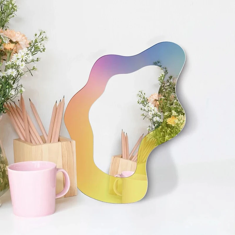 1Pc Bunte Verfärben Acryl Dekorative Spiegel Make-Up Schreibtisch Tisch Spiegel Mädchen Kosmetik Spiegel Wand Spiegel Wohnkultur