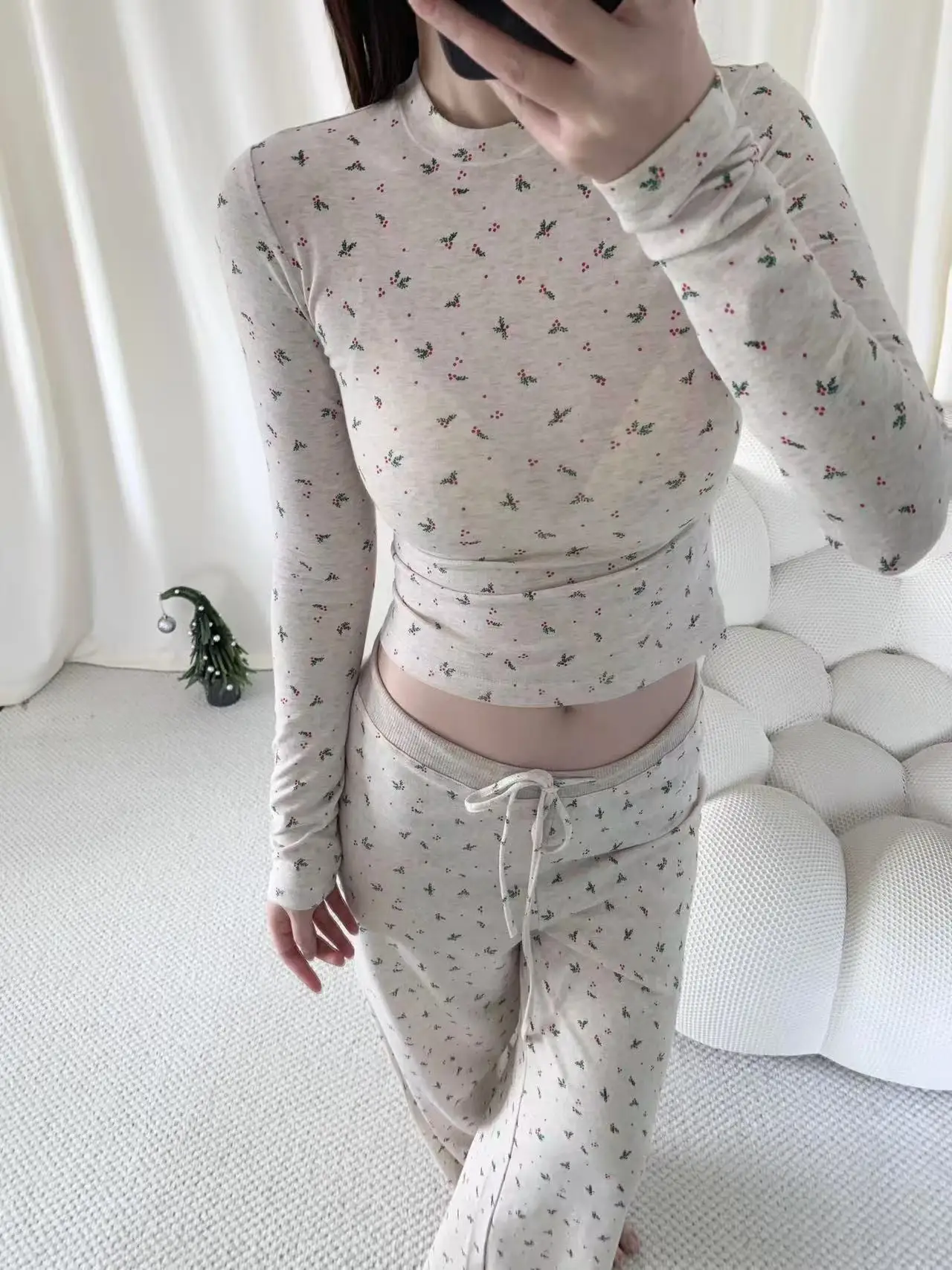 

Cisas Limited Edition Spicy Girl Casual Outfit Long Sve round Ne Slim Fit Top And Pants Set Versatile Comfortable Co...