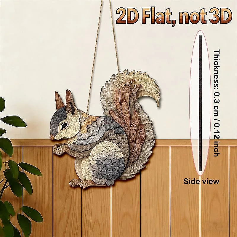 Wooden flat squirrel wall hanging decoration home decoration home decor garden decoration