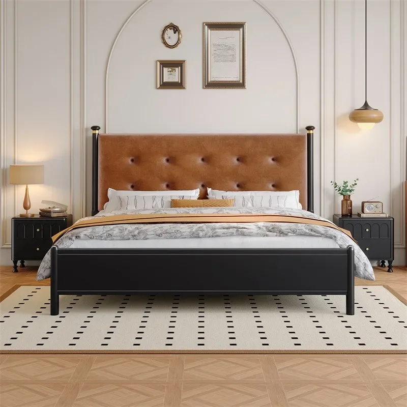 سرير مزدوج للنوم المنفوش للعائلة، سرير مزدوج أمريكي أنيق عالي الجودة، أثاث غرفة نوم Muebles Para Cuarto Recamara #1