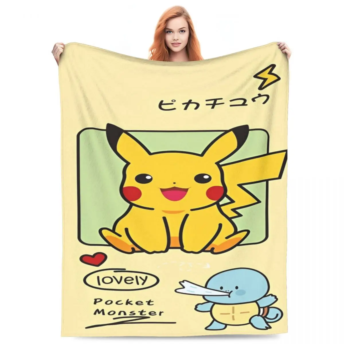 Cute Pokemon Cartoon Anime Soft Blanket Boy Girl Plush Throw Blanket Fluffy Bedroom Flannel Bedspread Sofa Bed Cover