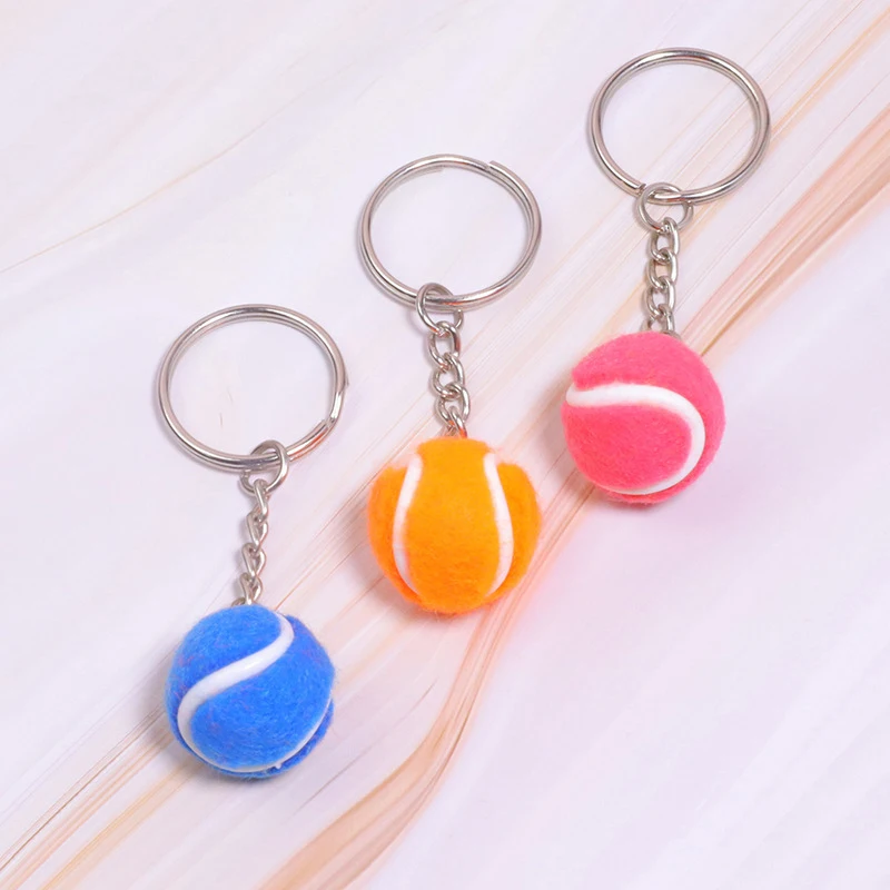 6 Color Key Chain Tennis Ball Metal Keychain Car Key Chain Key Ring sports chain sliver color pendant Hot Selling