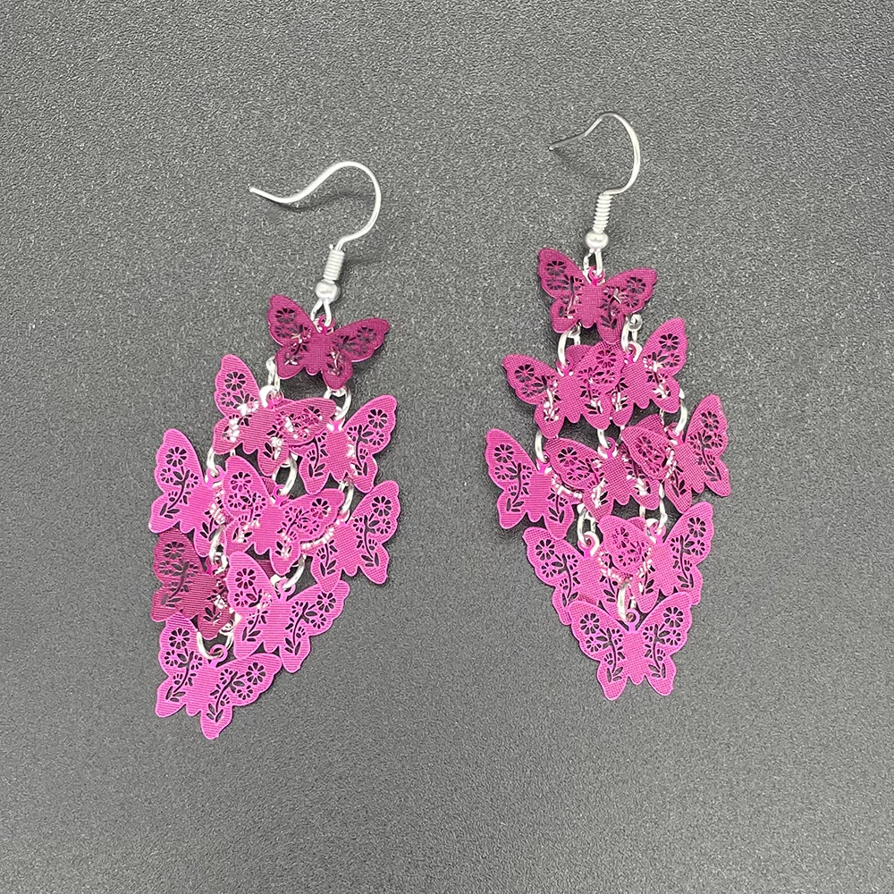Nine Piece Butterfly Earrings Mix Color Bohemia Style Long Dangle Hook Earrings for Women Fashion