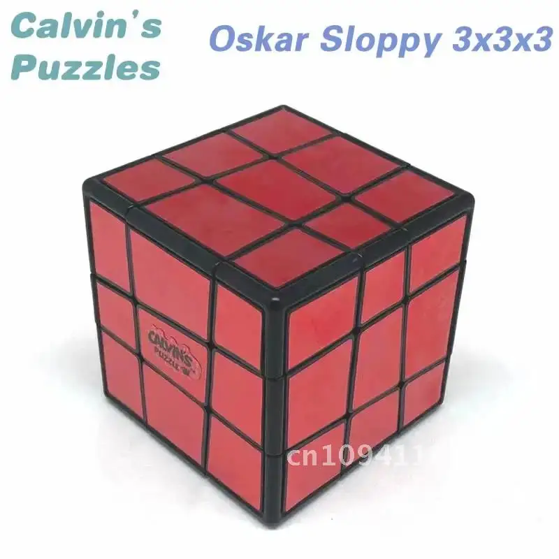 Calvin's Puzzles Oskar Sloppy 3x3x3 Stickers Cube Black Body Puzzle Magic Twisty Silver Educational Teasers Toys Brain Speed Red