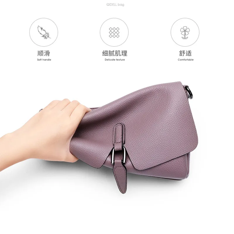 100% Real Leather Women\'s Flap Bag New Large Capacity Roomy Casual All-Match Fashion Crossbody Messenger Handbags