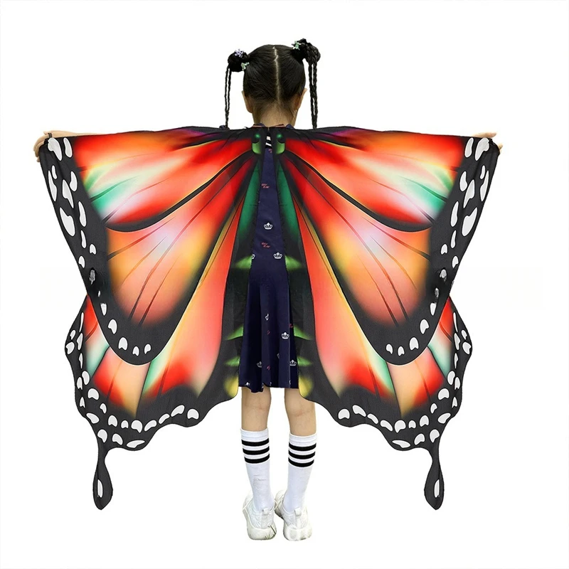 Schmetterling Umhang Flügel für Mädchen Fee verkleiden Schal Kinder Halloween Zubehör Regenbogen Flügel Party begünstigt Leistung Kostüm Requisiten