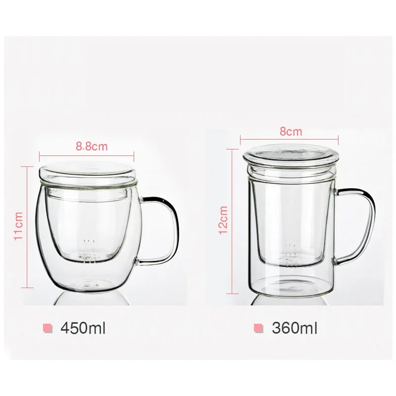 Creative Glass Tea Infuser Cup With Transparent Filter Handle Lid Heat-Resistant Flower Teacup Office Tea Mug Drinkware