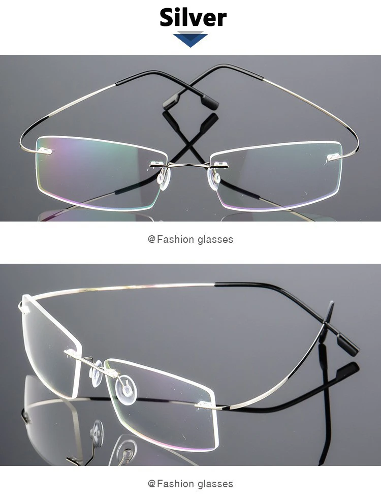 Randlose Ultraleichte Photochrome Myopie‑Brille Männer Titanlegierung Geschäftsbrille grau‑veränderliche Linsen – Detail 6