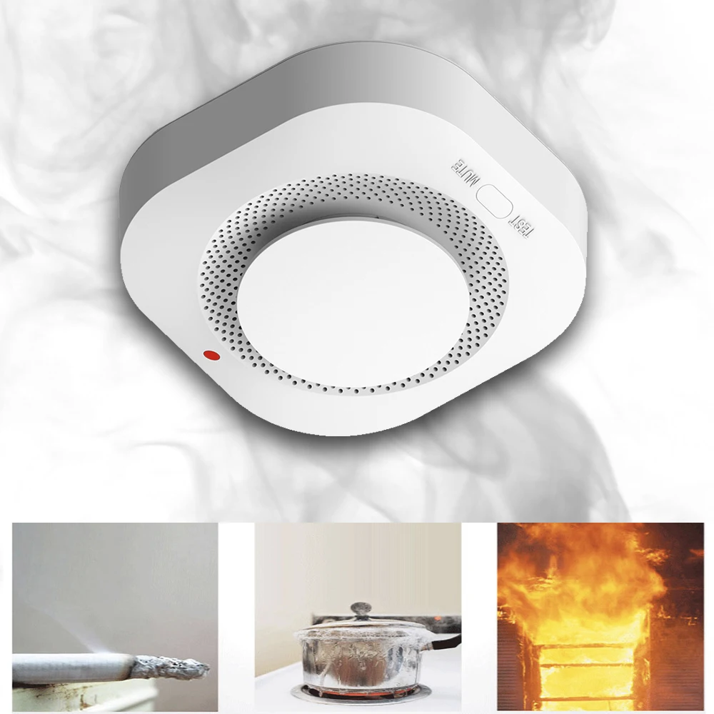 Independent Smoke Detector Sensor Home Warehouse Security Smart Smoke Fire Alarm Replaceable Alarm