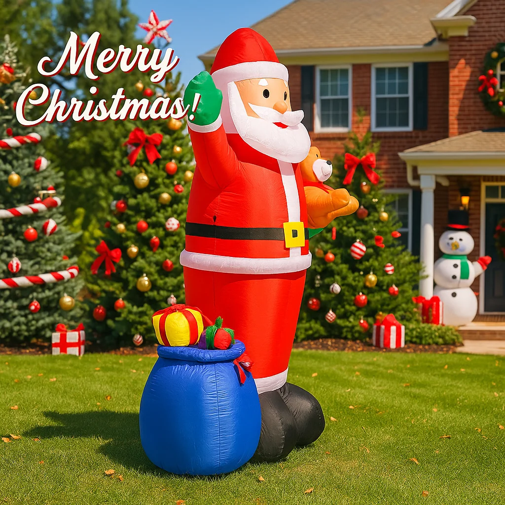 6,89 pies con luz LED Navidad inflable Santa Claus juguete patio decoración de fiesta adornos para el hogar suministros de césped regalo de vacaciones de Navidad