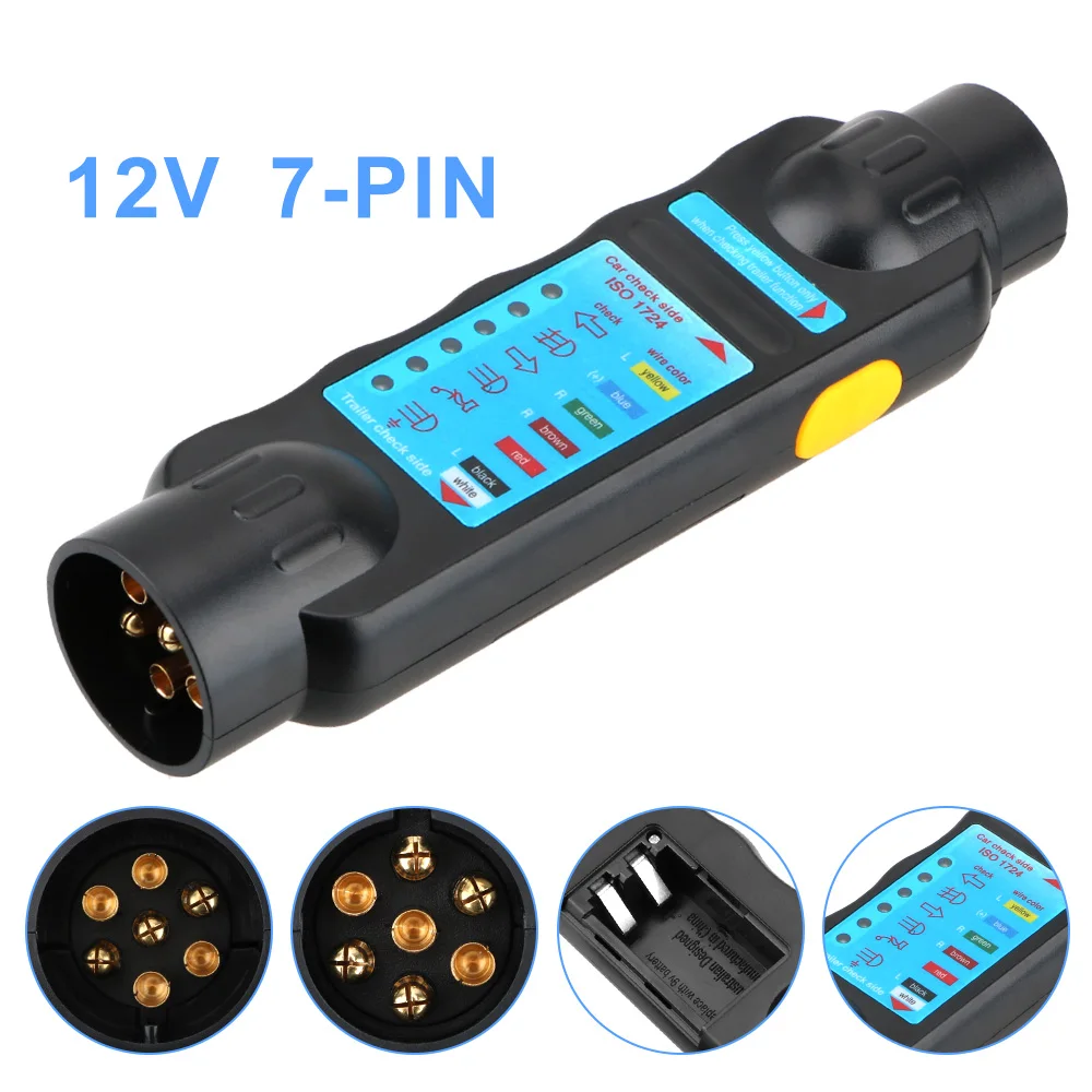 Car Towing Light Tester 12V Plug Socket Diagnostic Tools 7 Pin Trailer Tester Caravan Towing Tow Bar Light Wiring Tester