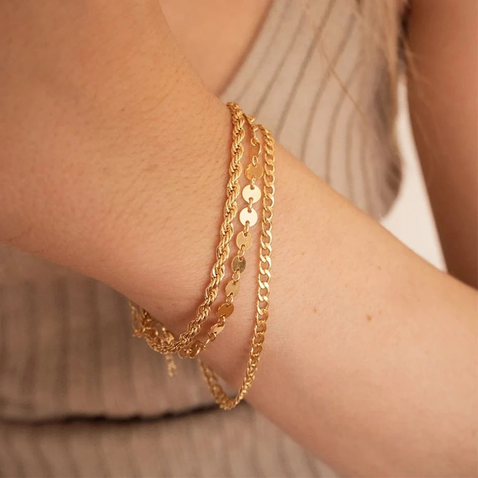 Stainless Steel Curb Chain Bracelet Gold Silver 3mm-9mm