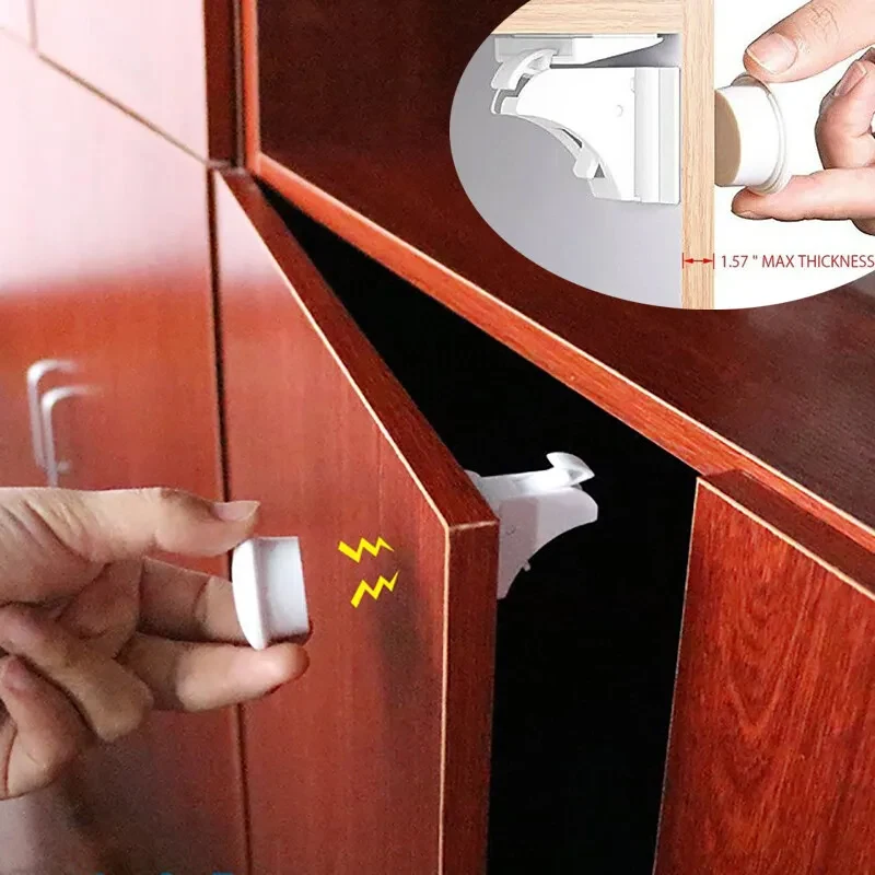 Invisible Magnetic Drawer Cabinet Door Lock, Security-protection Children Safety Lock To Protection From Children Baby Safety