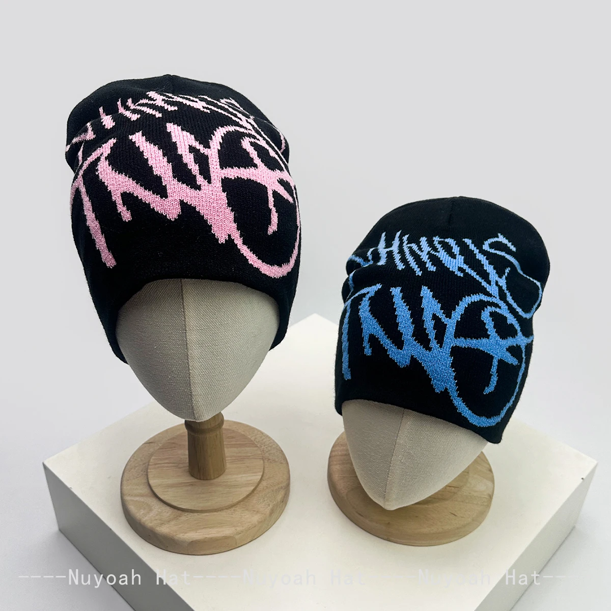 New Men Women American Street Jacquard Letters Knitted Hats Warm Personal Fashion Niche Beanies Color Block Versatile Casual Ins