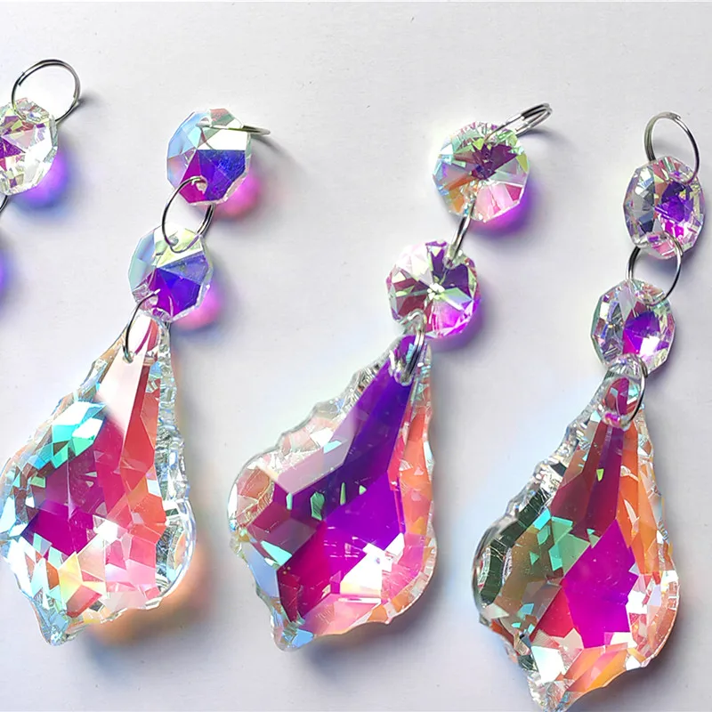 Hot Selling Sparkle AB 50pcs/lot Crystal Sun Catcher Prisms Rainbow Makers Chandelier Lamp Pendent For Christmas Tree Decoration