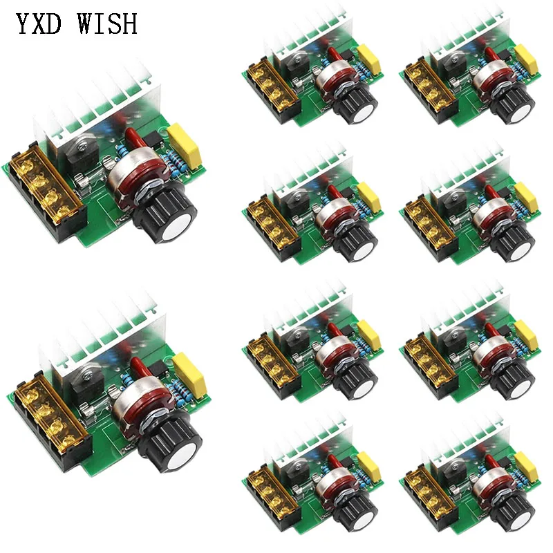 10pcs AC 220V 4000W High Power SCR Voltage Regulator Motor Speed Controller Dimmers Dimming Speed With Temperature Insurance