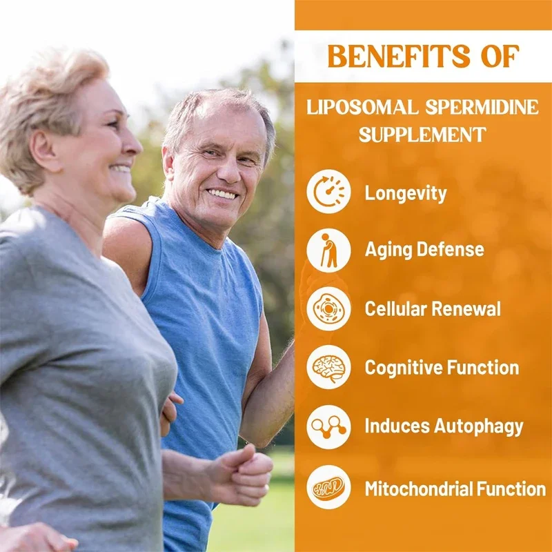30mg Spermidine supplement, high absorption, fermented wheat germ extract, cell renewal, long lifespan, 60 softgel capsules