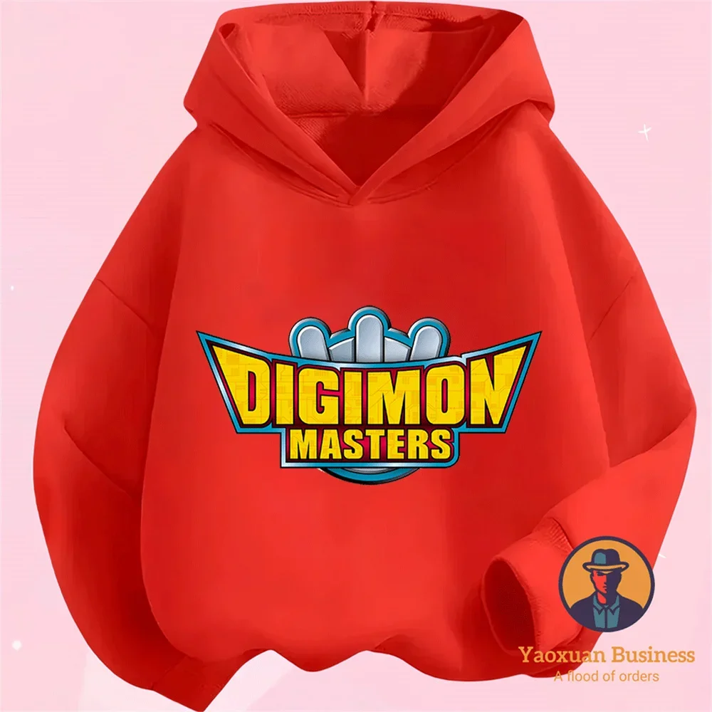 Sudadera con Capucha de Algodón Puro con Estampado de Dibujos Animados de Monstruos Digitales Clásicos 2026, Ropa Casual de Otoño Invierno para Estudiantes y Niños