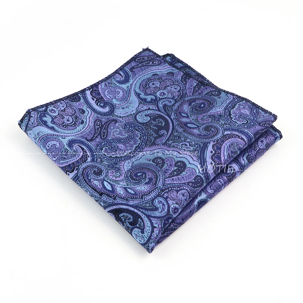 Lenços Paisley graciosamente para jantar, lenços quadrados de bolso casual, azul e marrom, acessórios para camisa diária, venda quente