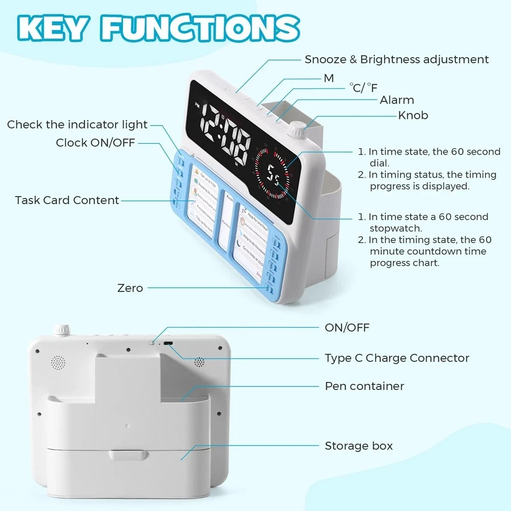 

Visual Timer Multifunctional Digital Clock Silent Countdown Timer Interactive Task For Classroom Home Library