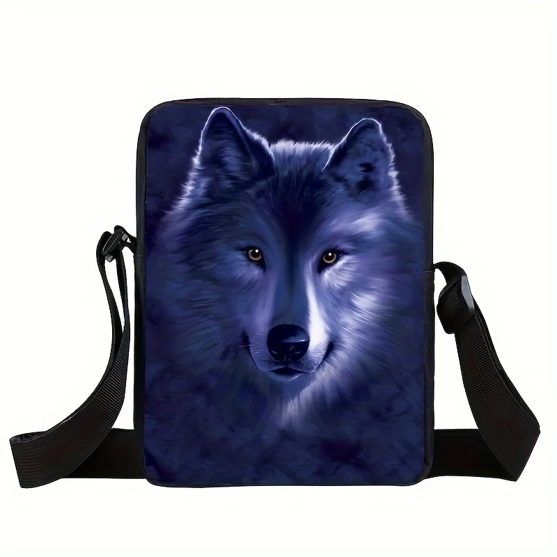 Borsa a tracolla lupo Cartoon Puppy Men Handbag adolescente Howling Wolf Messenger Bags piccola borsa a tracolla