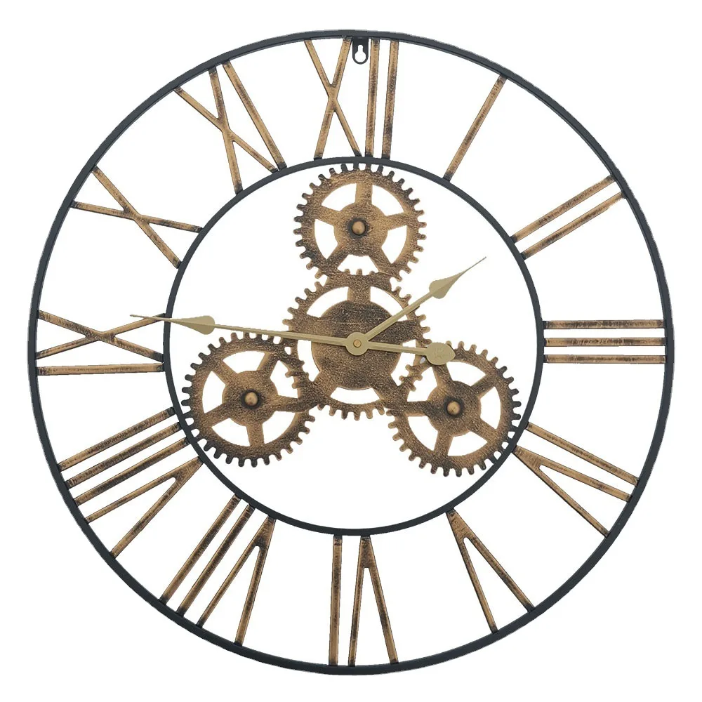 Old metal wall American wall clock industrial wind gear Vintage Industrial Metal Wall Clock – American Style Gear Design