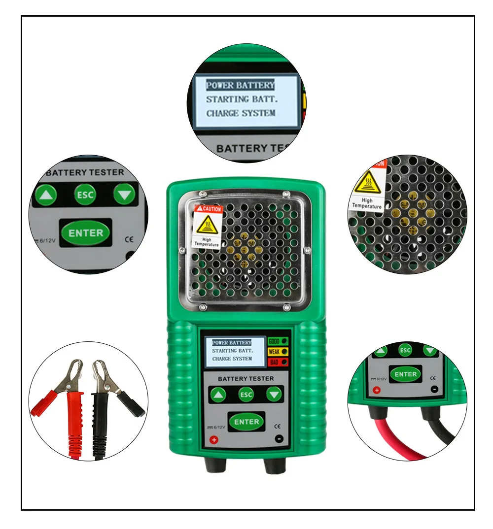 DUOYI DY226A 6V 12V Car Battery Tester 3 In 1 Traction DC Auto Power Load Starting Charge CCA Test Tool Battery Measurement Tool