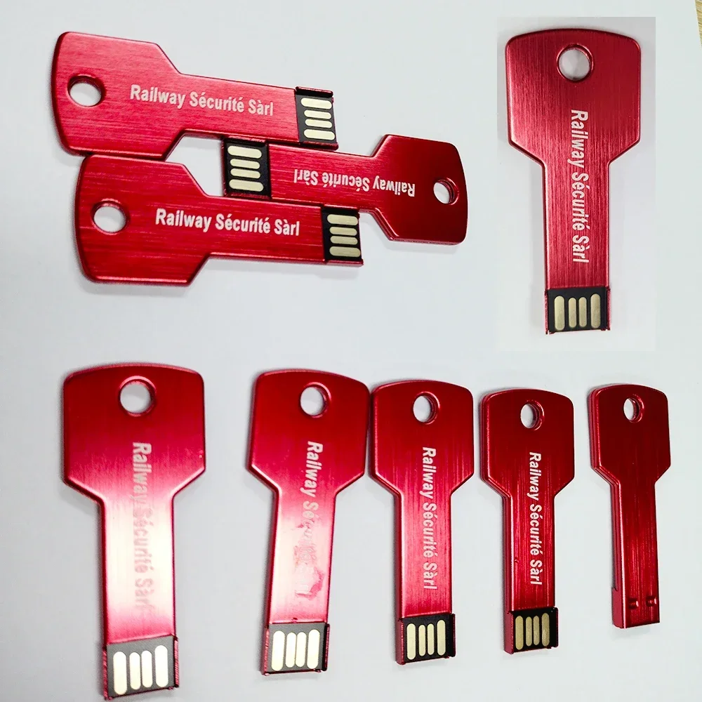 50pcs/lot Custom Logo USB Flash Drive Metal Key Pendrive 32g 16g Waterproof Pen Drive USB2.0 Memory Stick USB Flash Custom Logo